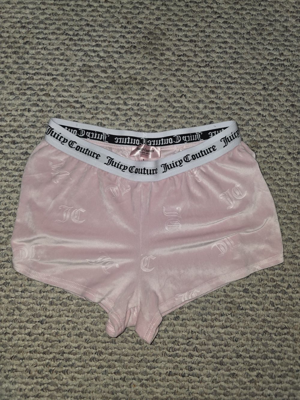Juicy Couture Light Pink Velour Logo Trim Athletic Shorts